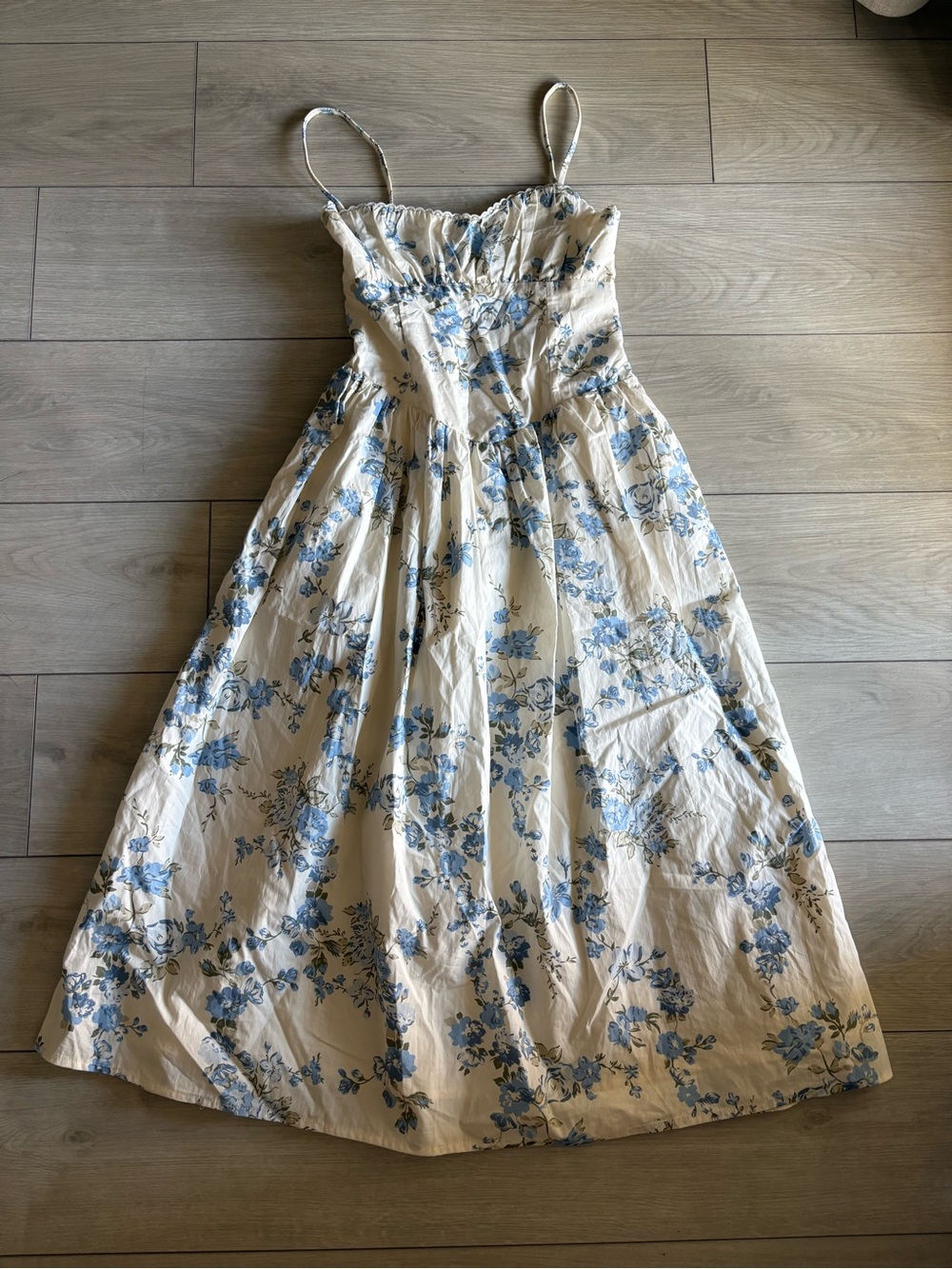 Target Cream Maxi Dress with Blue Floral Print